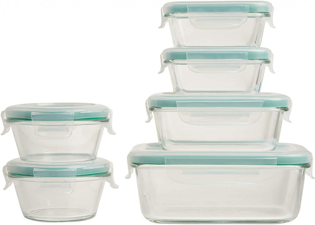 Stacked glass covered food storage